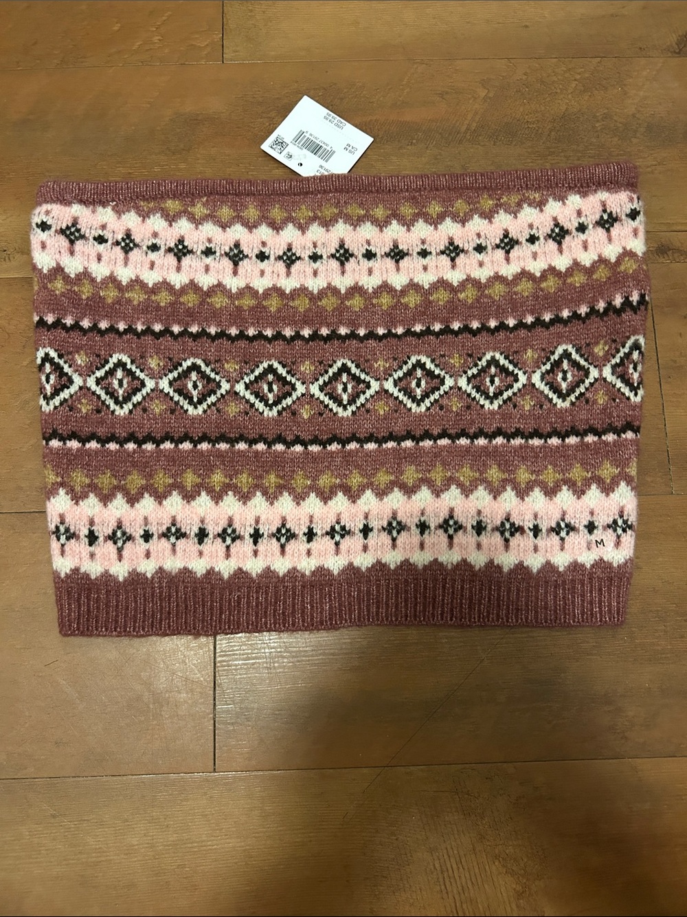 Women’s Fair Isle Knit Tube Sweater - Pink Brown